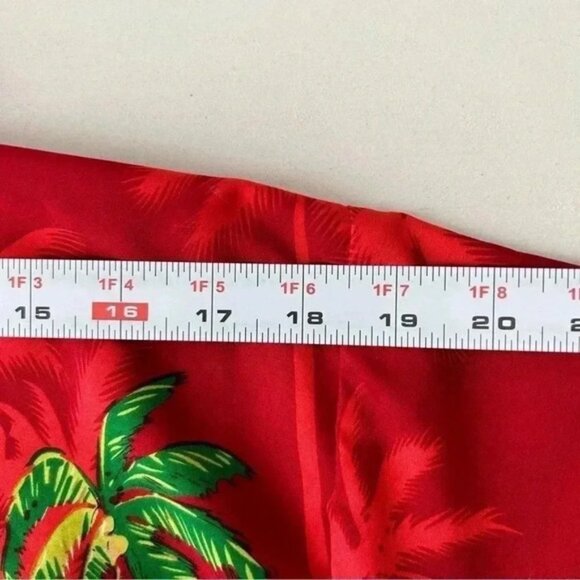 Rima Mens Hawaiian Santa Shirt Short Sleeve Button Front Red Blue Yellow Medium - Picture 10 of 13